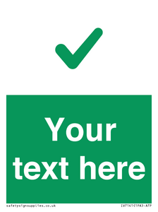 Custom green background, green tick sign